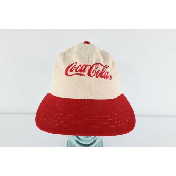 Vintage Other - Vintage 80s Louisville MFG Co Coca Cola Script Spell Out Canvas Snapback Hat Tan